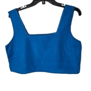 Midnight Sky Cobalt Blue Square Neck Women's Crop Top Size Large NWOT